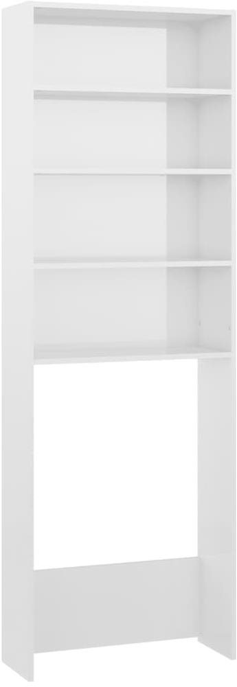 SHUMEE Skrinka nad práčku biela s vysokým leskom 64 × 24 × 190 cm