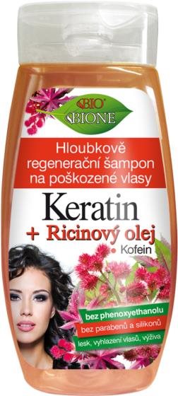 BIONE COSMETICS Bio Keratín + Ricínový olej Regeneračný šampón 260 ml