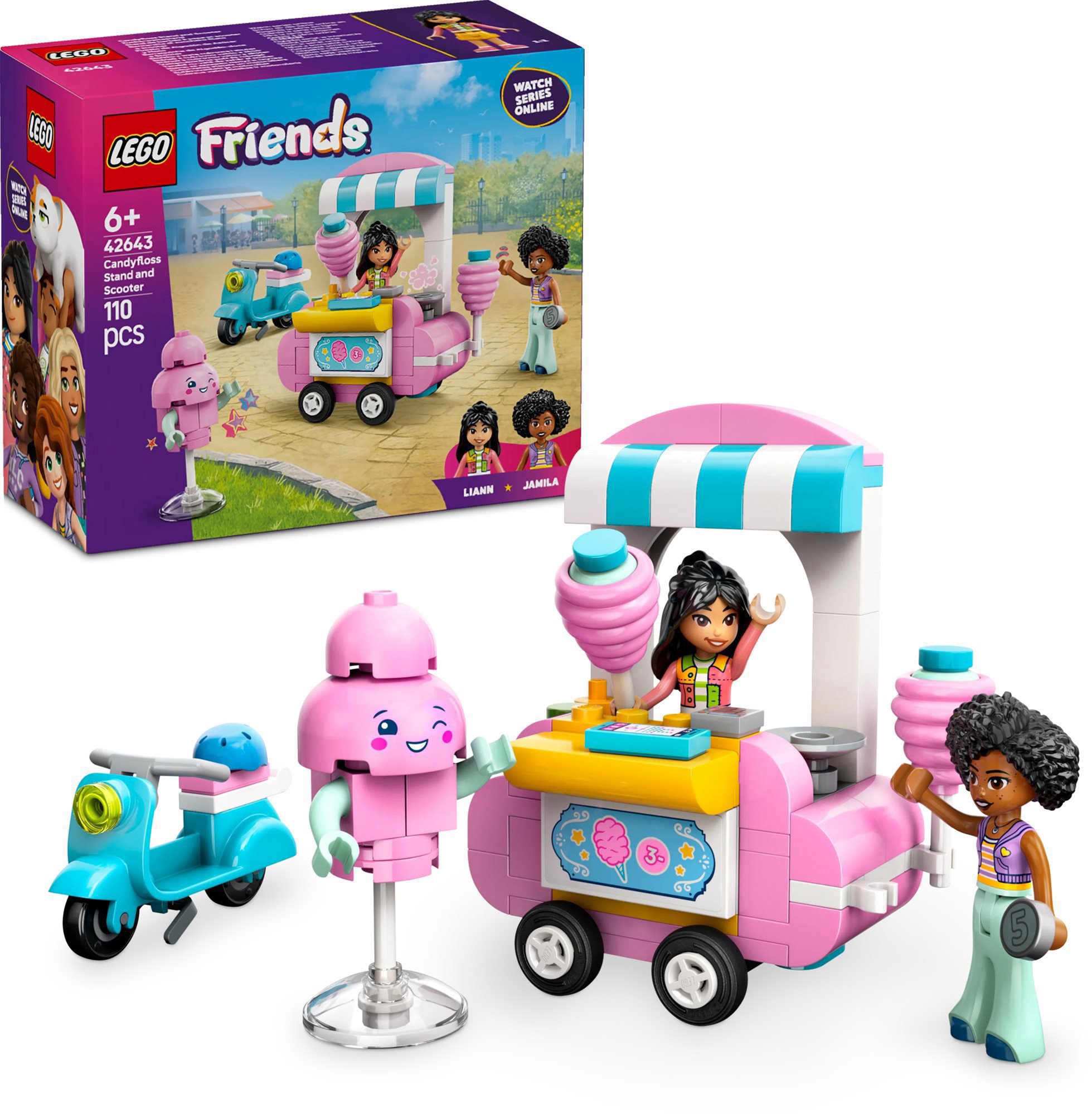 LEGO® Friends 42643 Stánok s cukrovou vatou a skúter