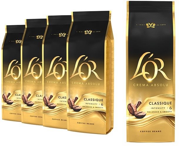 L'OR KARTON 4× Crema Absolut CLASSIQUE 500 g zrnková káva