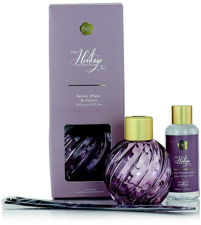 Ashleigh & Burwood Darčeková súprava sklenená MAUVE s náplňou VELVET PLUM & CASSIS 150 ml