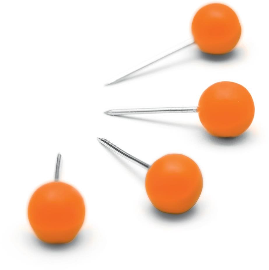 Nobo Notice Board Push Pins Orange, oranžové – balenie 100 ks