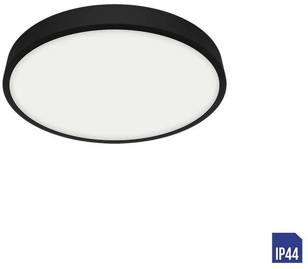 LUXERA.Lenys kúpeľňové prisadené svietidlo LED 6 W, 510 lm, 4000 K, 9 cm, okrúhle, IP44, čierne