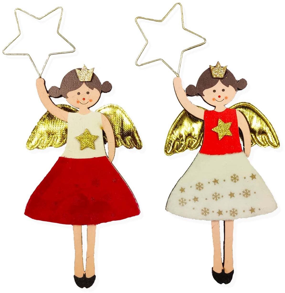 LAALU – Súprava 2 ks dekorácií Anjeli so zlatými krídlami 19 cm
