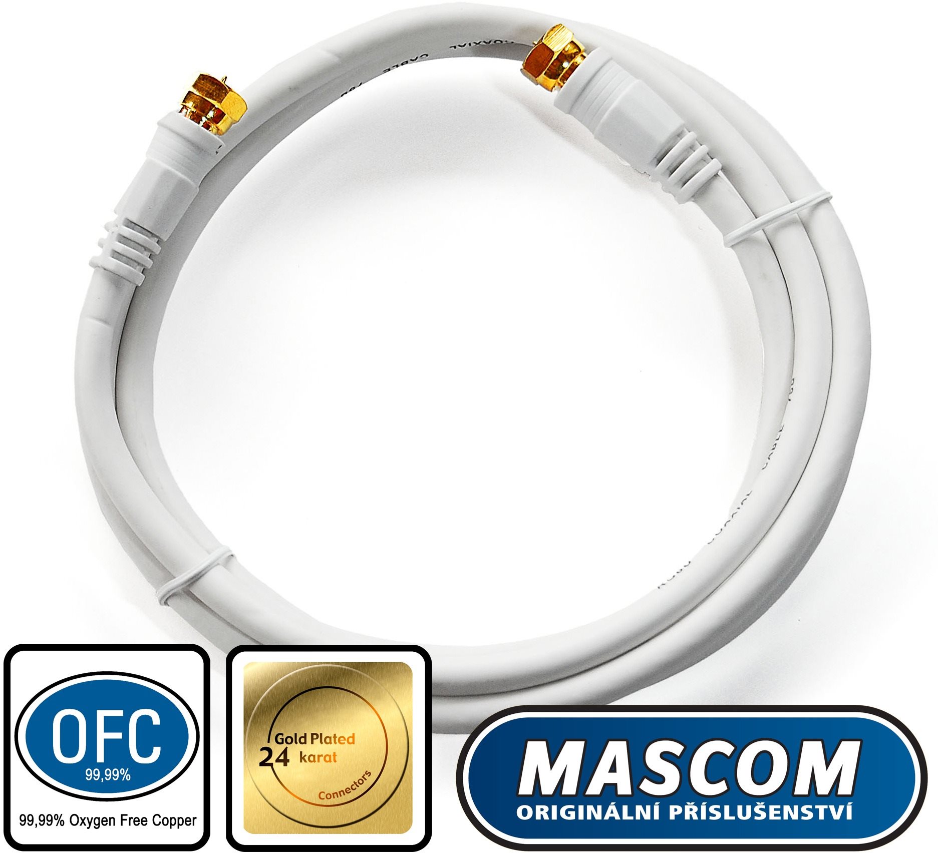 Mascom koaxiálny kábel 7676-015W, konektory F 1,5 m