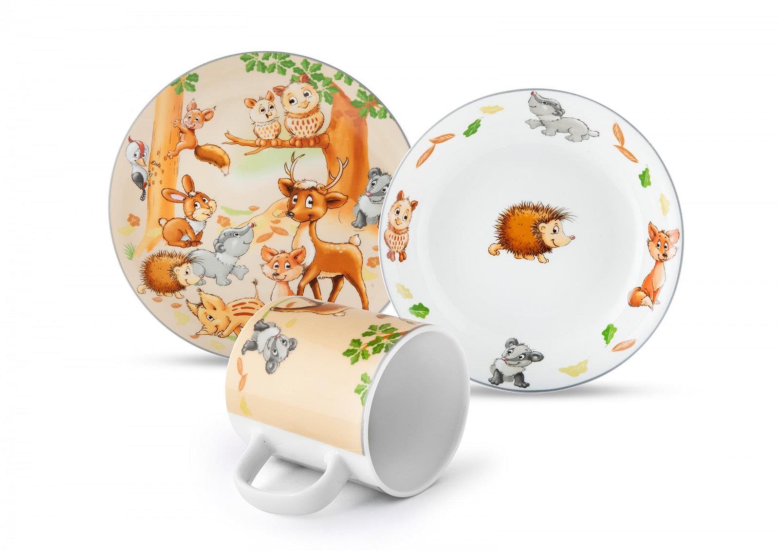 MATELL Detská porcelánová súprava Lesné zvieratká, 3 ks