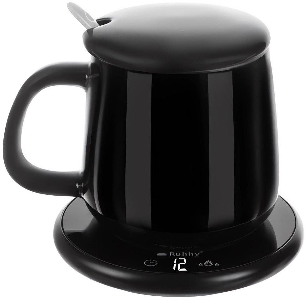 Ruhhy 22125 Elektrický ohrievač šálky 18 W + šálka 400 ml, čierna