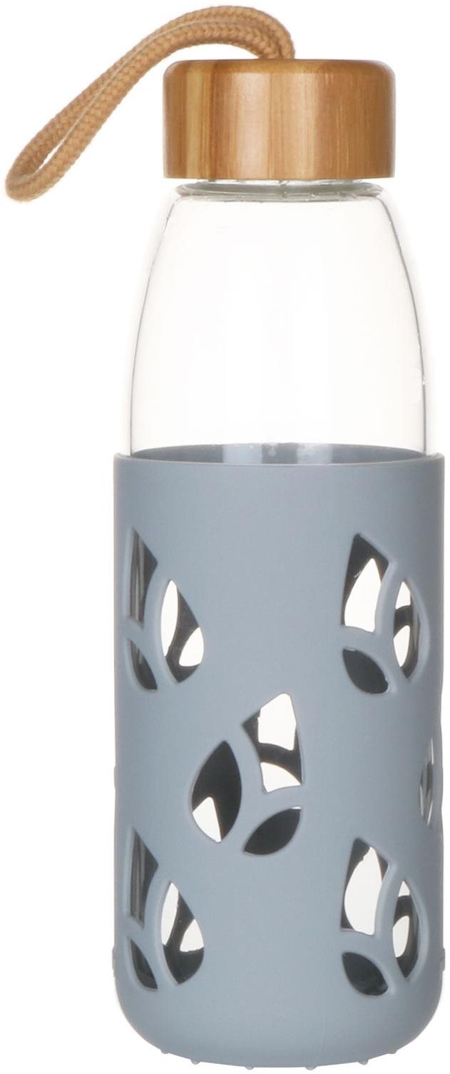 Pebbly PKV-002 Sklenená fľaša so silikónovým obalom 550 ml sivá
