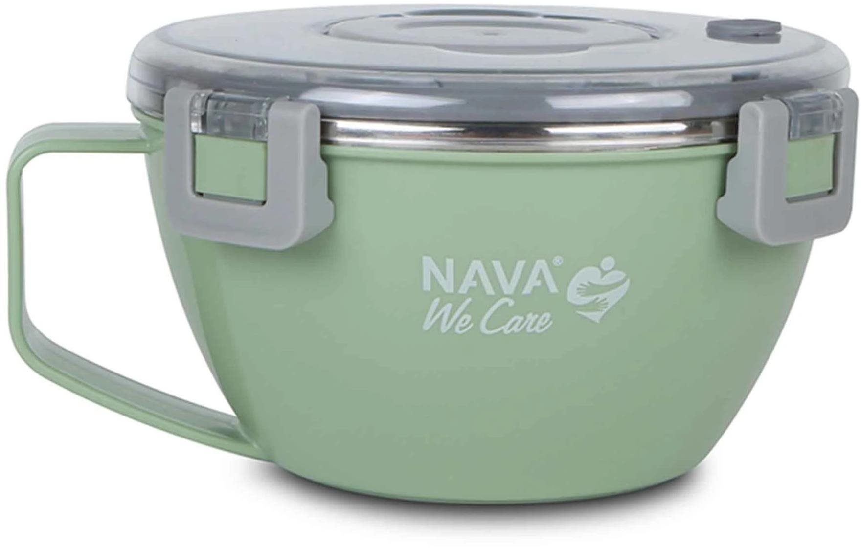 Nava Greece okrúhly antikorový obedový box „We Care", zelený 850 ml