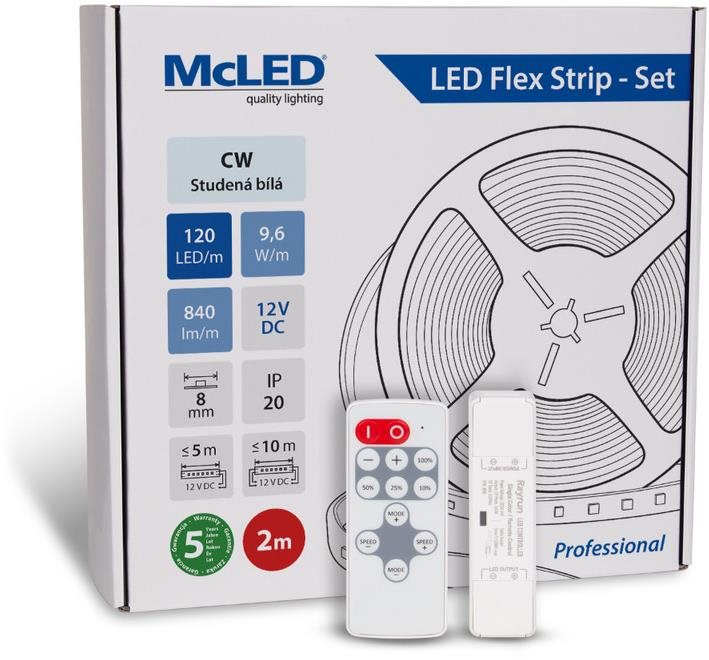 McLED Set LED pásik 2 m s ovládačom, CW, 9,6 W/m