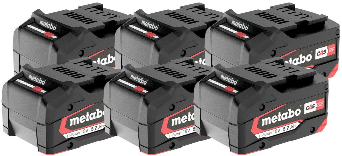 Metabo Set Li-Power 6× Li-Power Akkupack 18 V/5,2 Ah