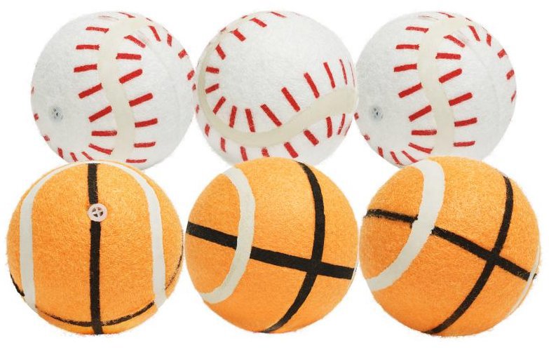 MISOKO & CO Tenisové loptičky so zvukom, 6 ks, 6 cm, oranžové a biele