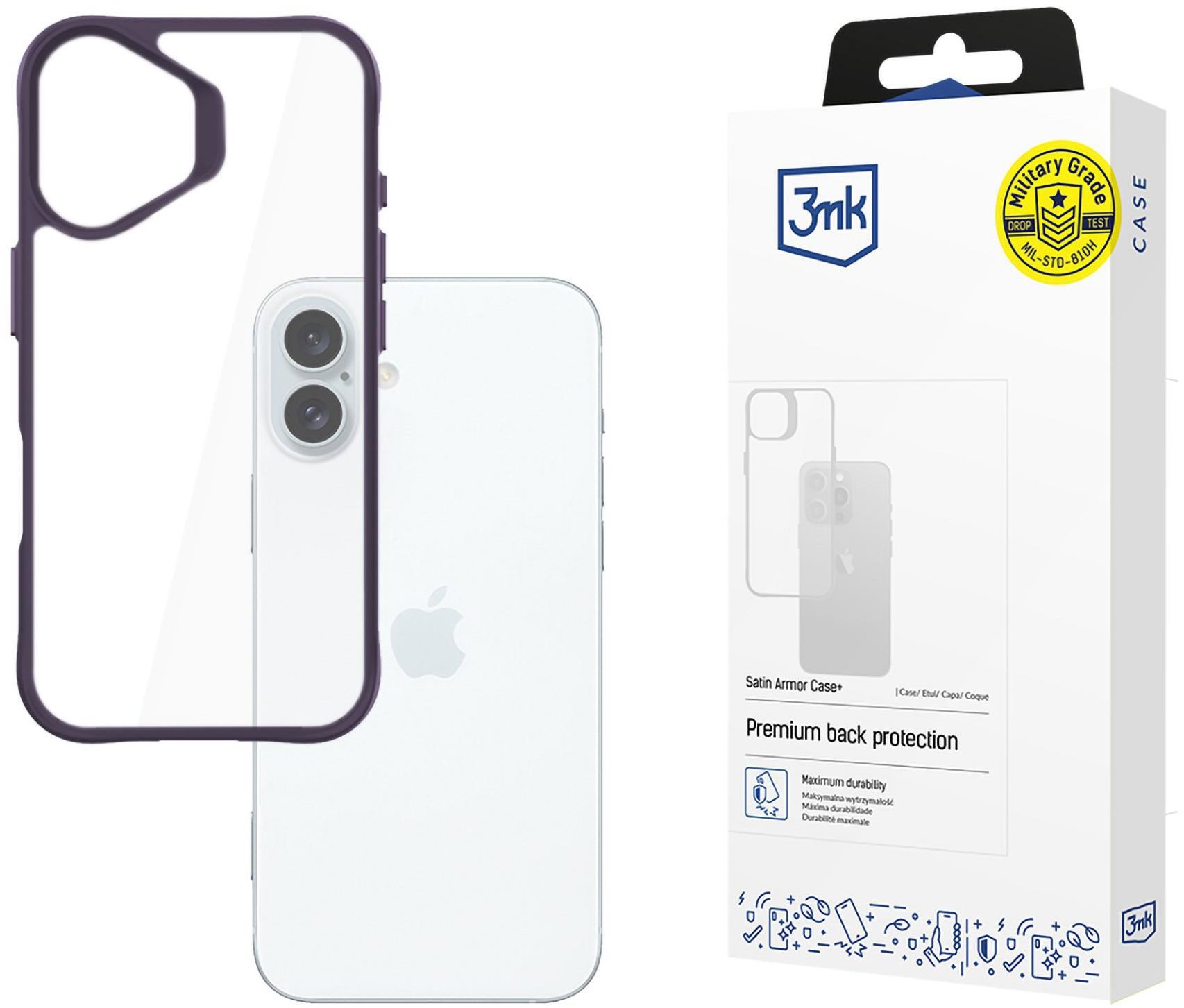 3MK Satin Armor Case+ Purple na Apple iPhone 16 Plus