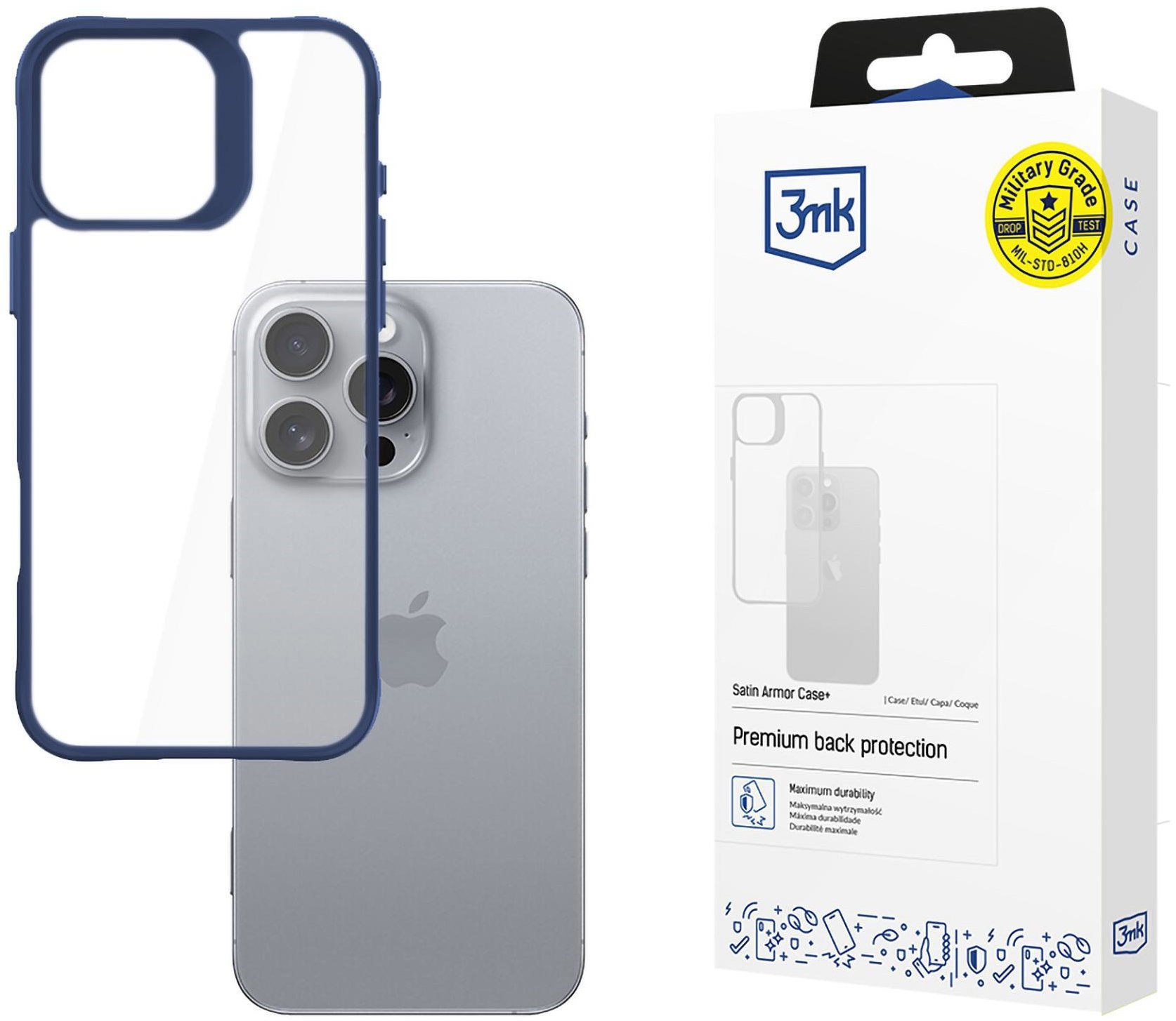 3MK Satin Armor Case+ Blue na Apple iPhone 16 Pro Max