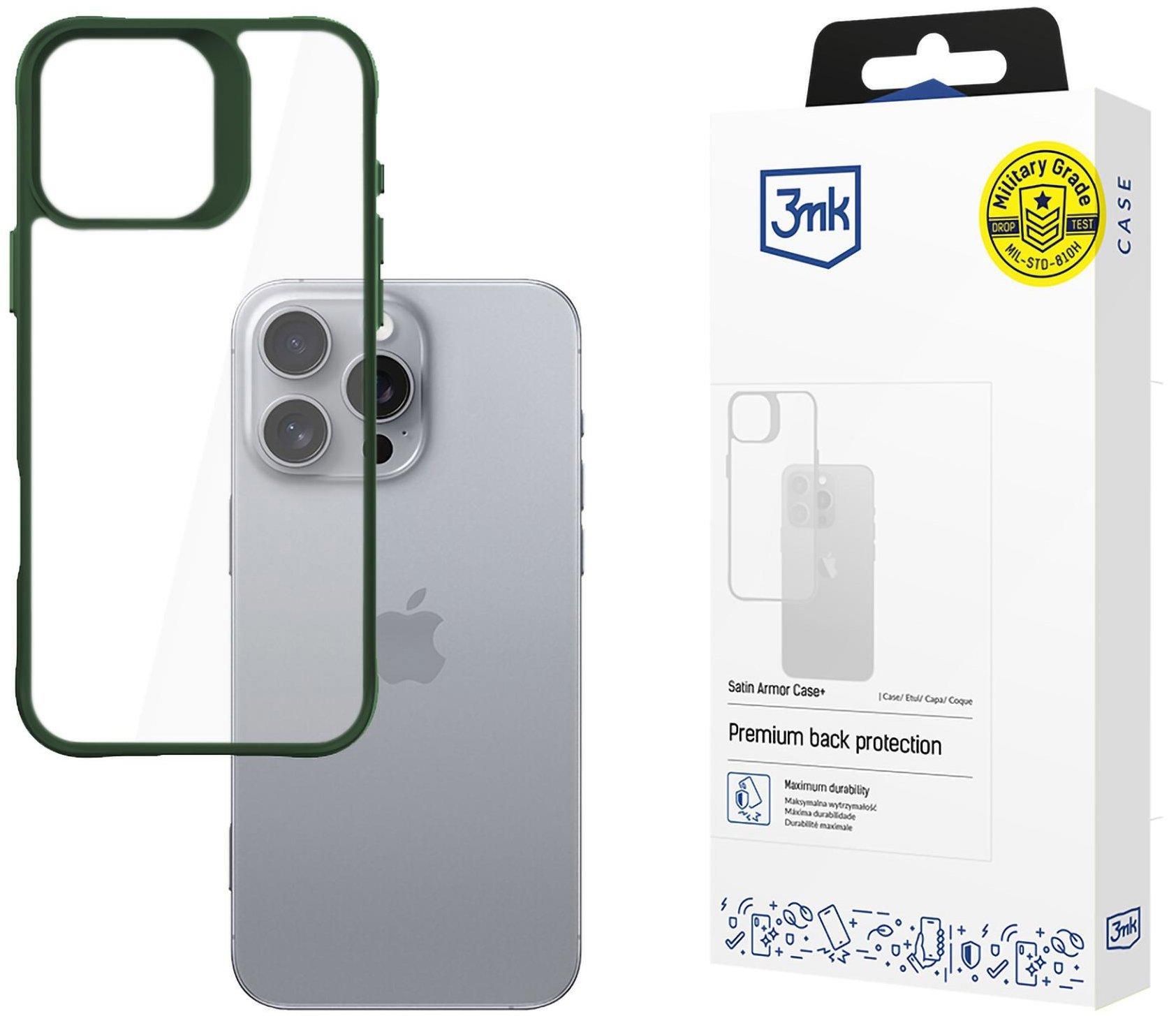 3MK Satin Armor Case+ Green na Apple iPhone 16 Pro Max