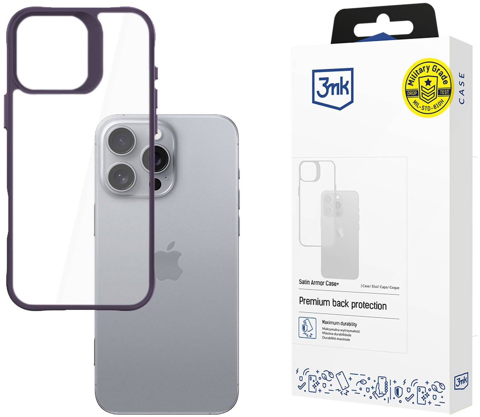3MK Satin Armor Case+ Purple na Apple iPhone 16 Pro Max