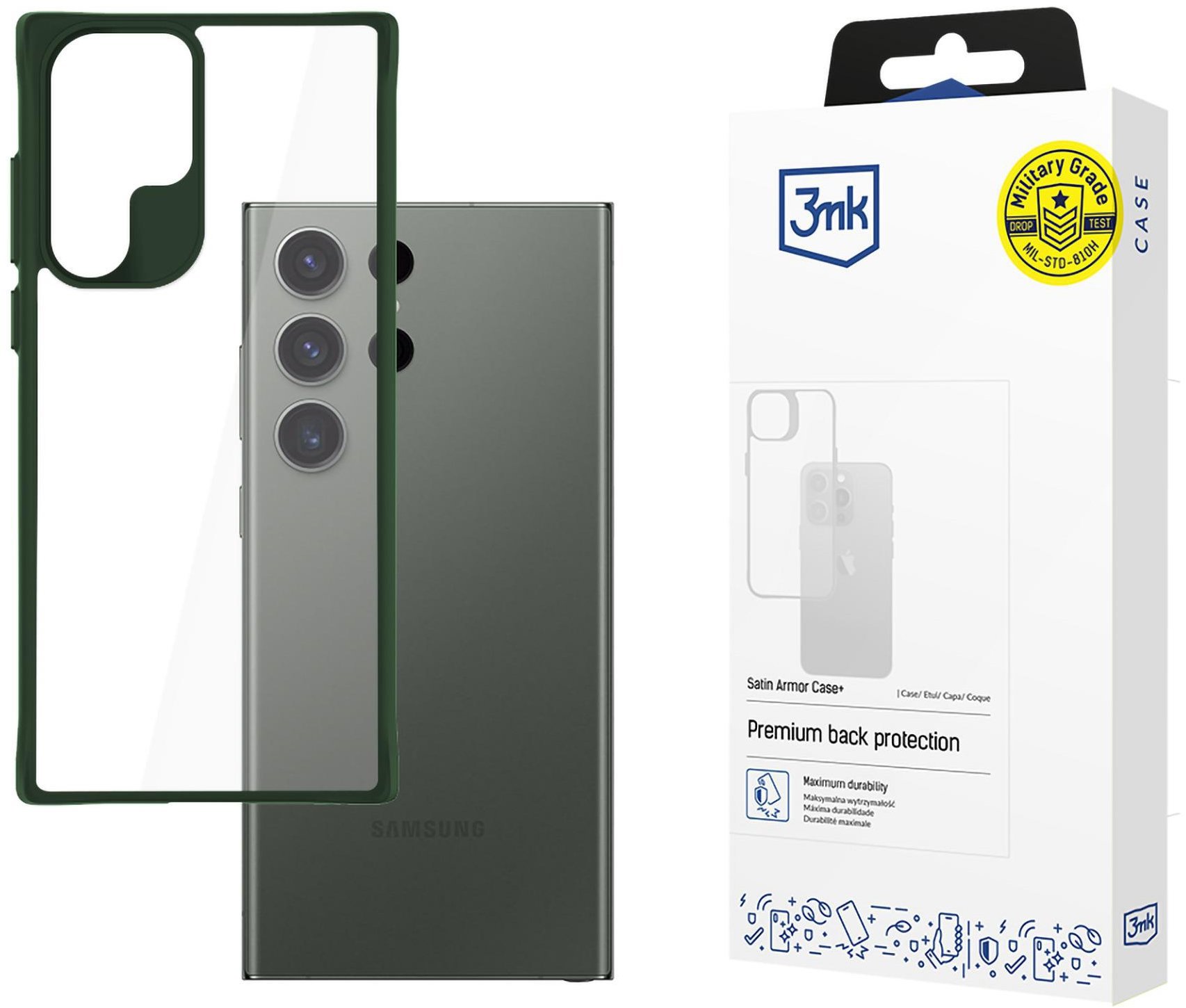 3MK Satin Armor Case+ Green na Samsung Galaxy S24 Ultra