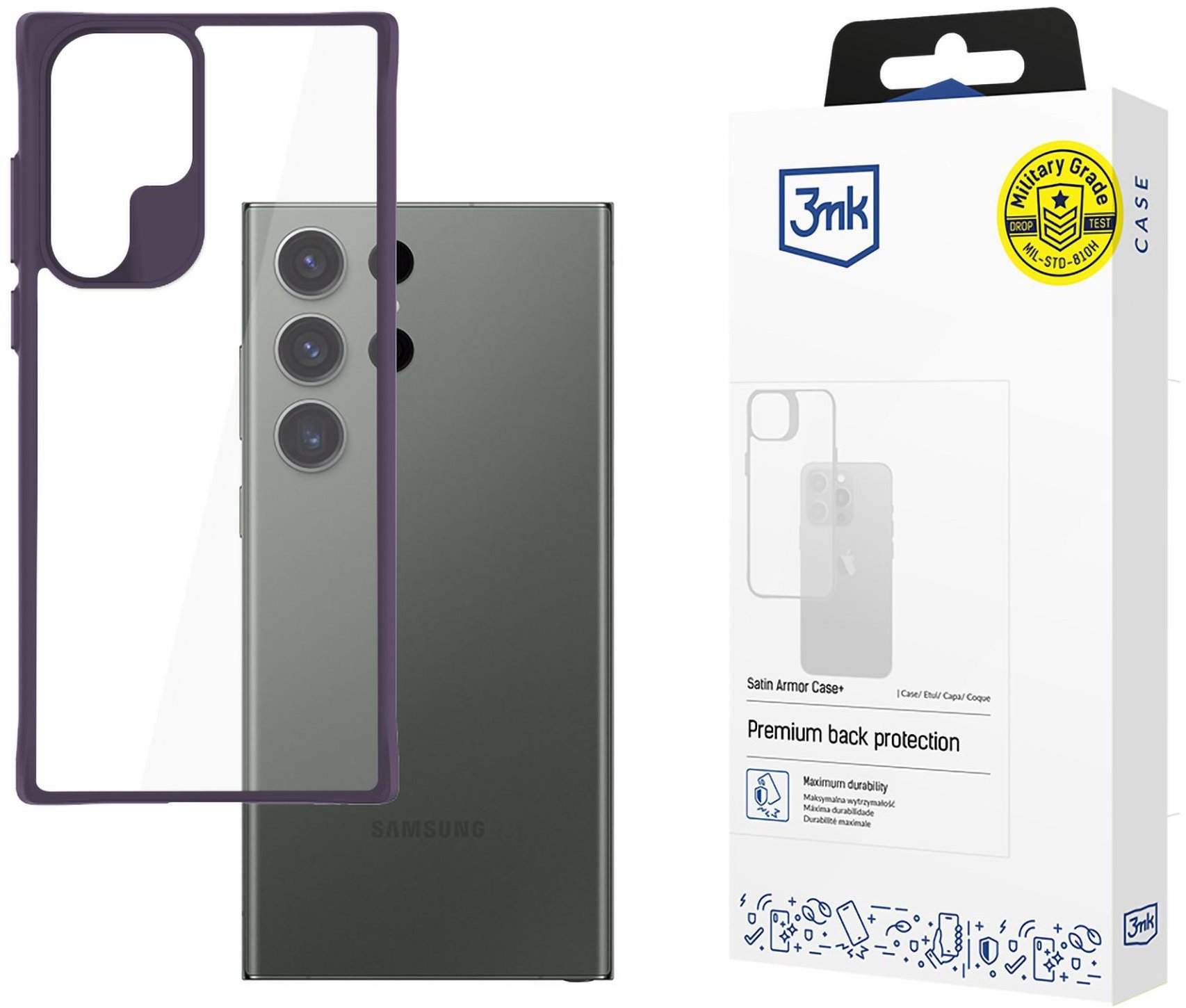 3MK Satin Armor Case+ Purple na Samsung Galaxy S24 Ultra