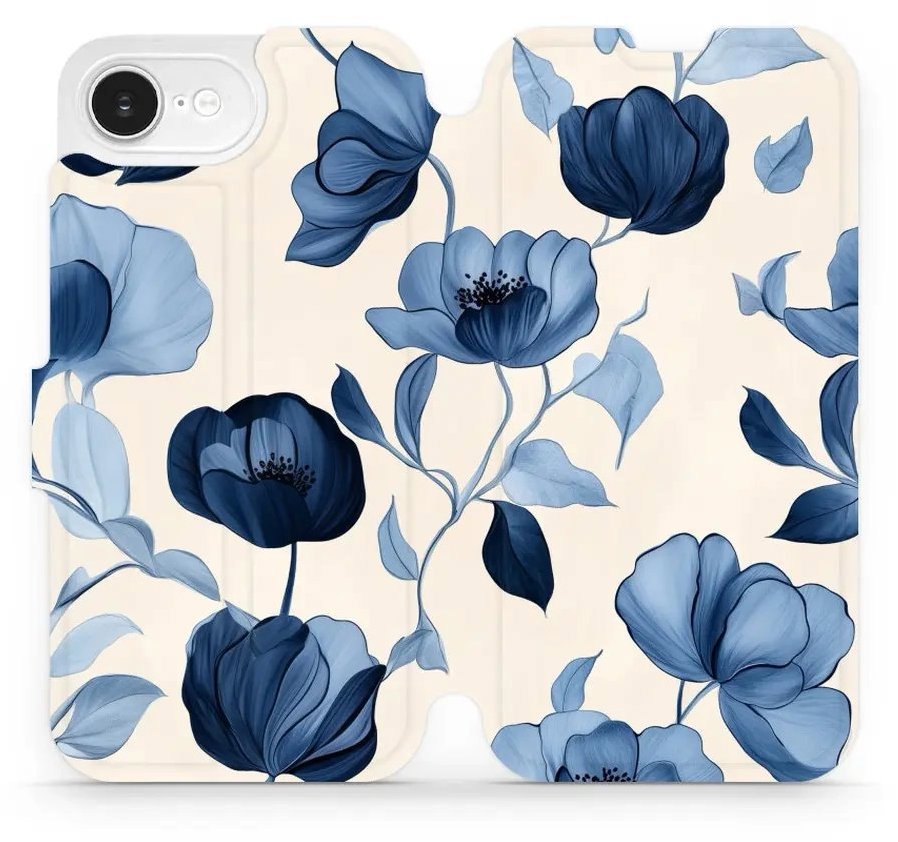 Mobiwear flip knižkové pre Apple iPhone 16e - Modré kvety