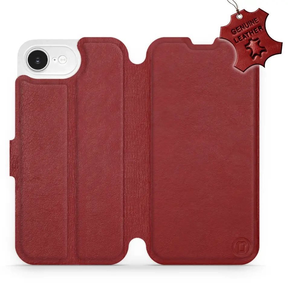 Mobiwear Kožené flip knižkové pre Apple iPhone 16e - Tmavo červené