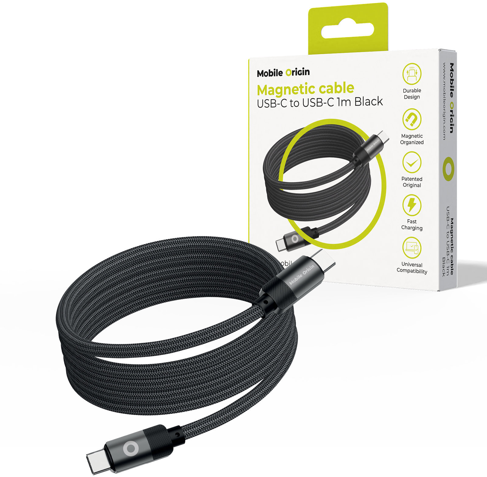 Mobile Origin Magnetic Patented Original Cable USB-C to USB-C 1 m, Black