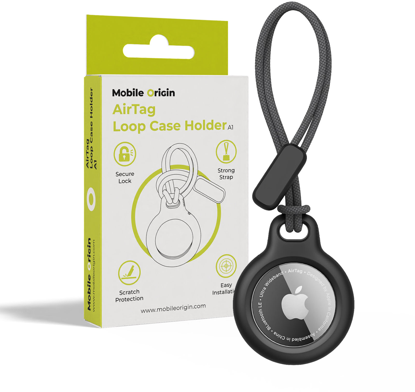 Mobile Origin Airtag Loop Case Holder A1 Black