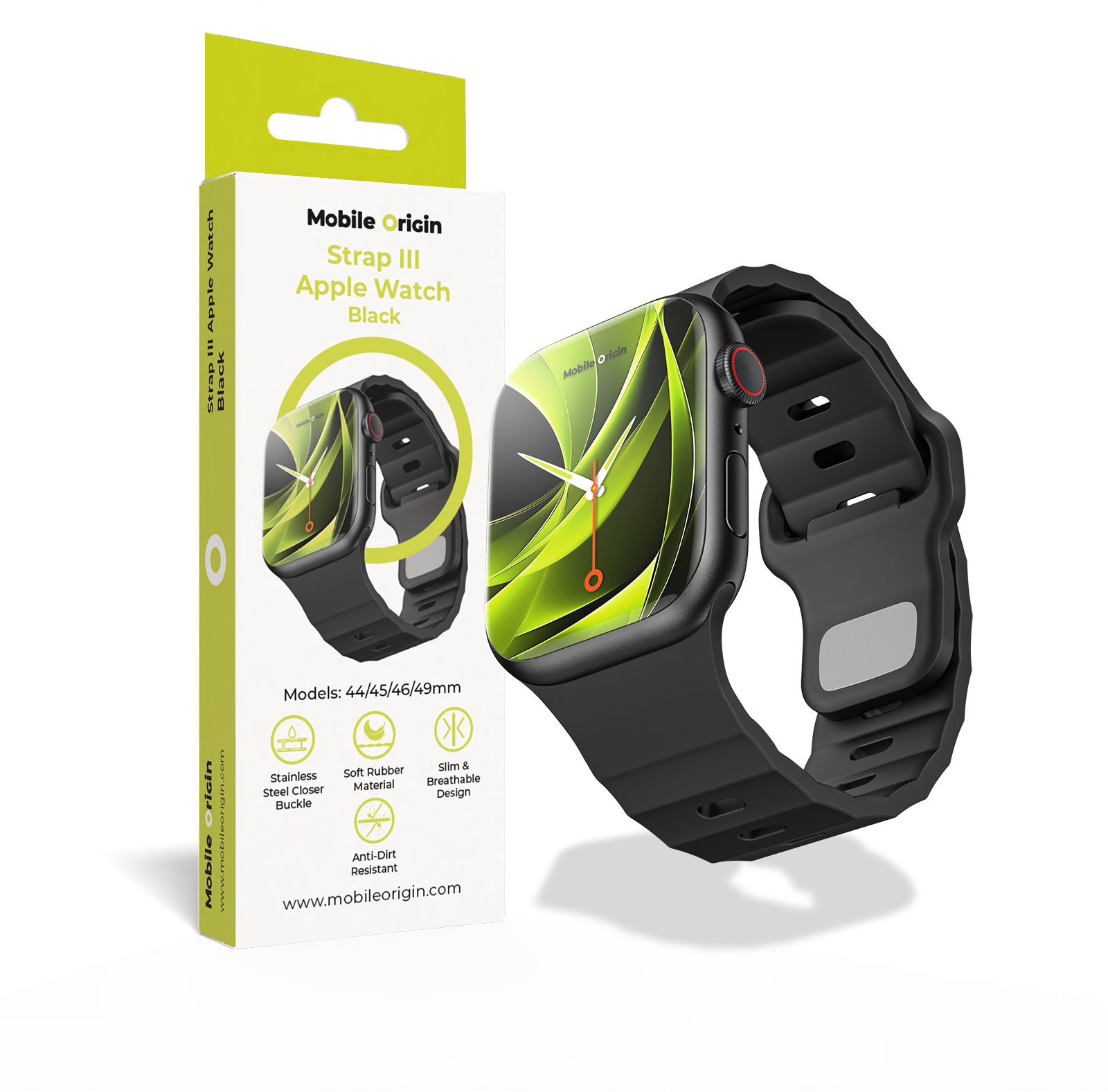 Mobile Origin Strap III Apple Watch 44/45/46/49 mm Black