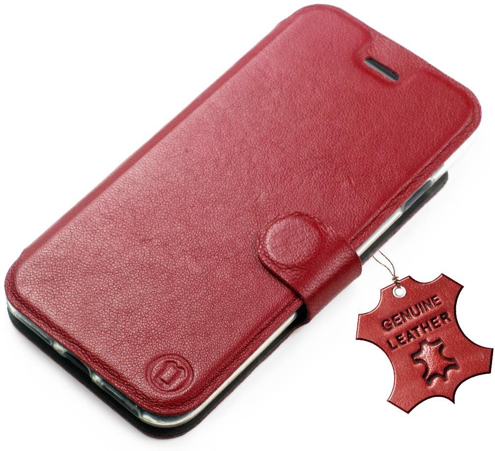 Mobiwear kožené flip na Samsung Galaxy S23 – Tmavo červené