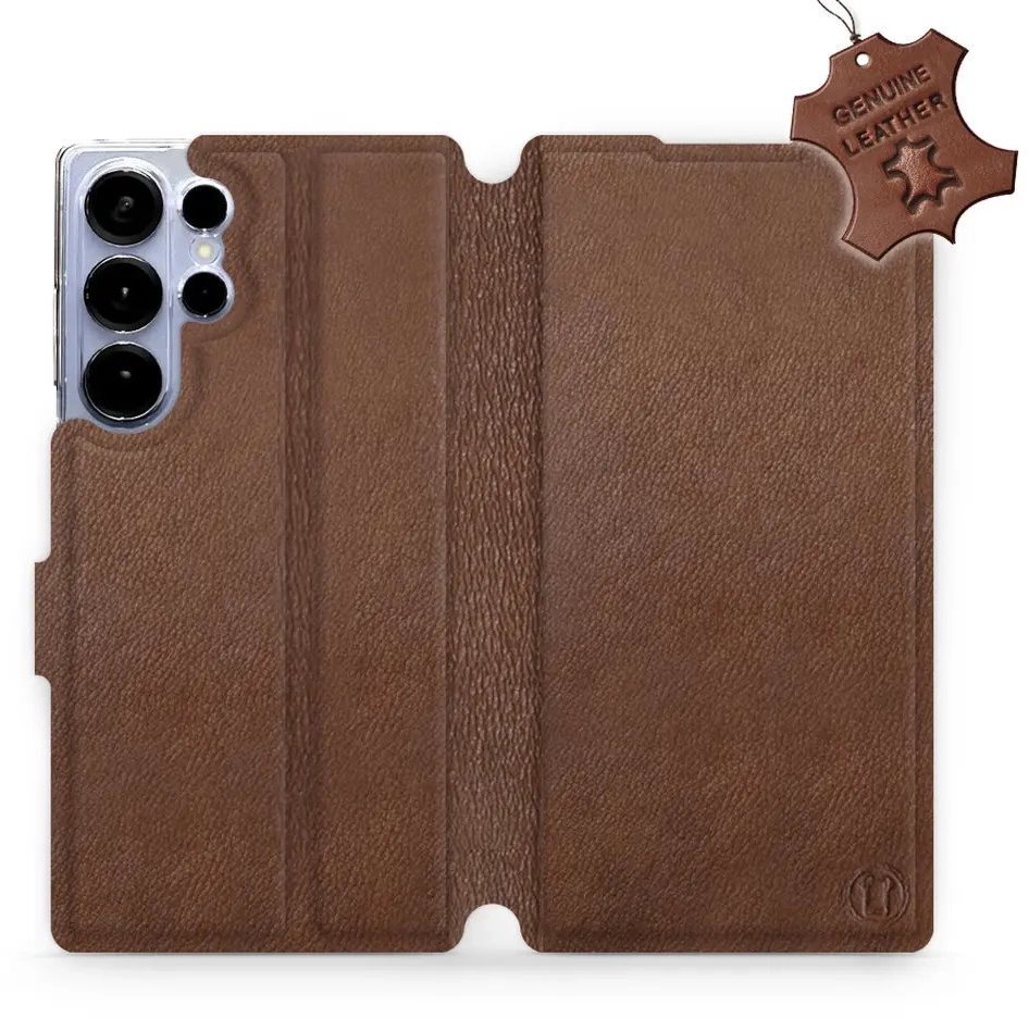 Mobiwear kožené flip knižkové pre Samsung Galaxy S25 Ultra - Hnedé