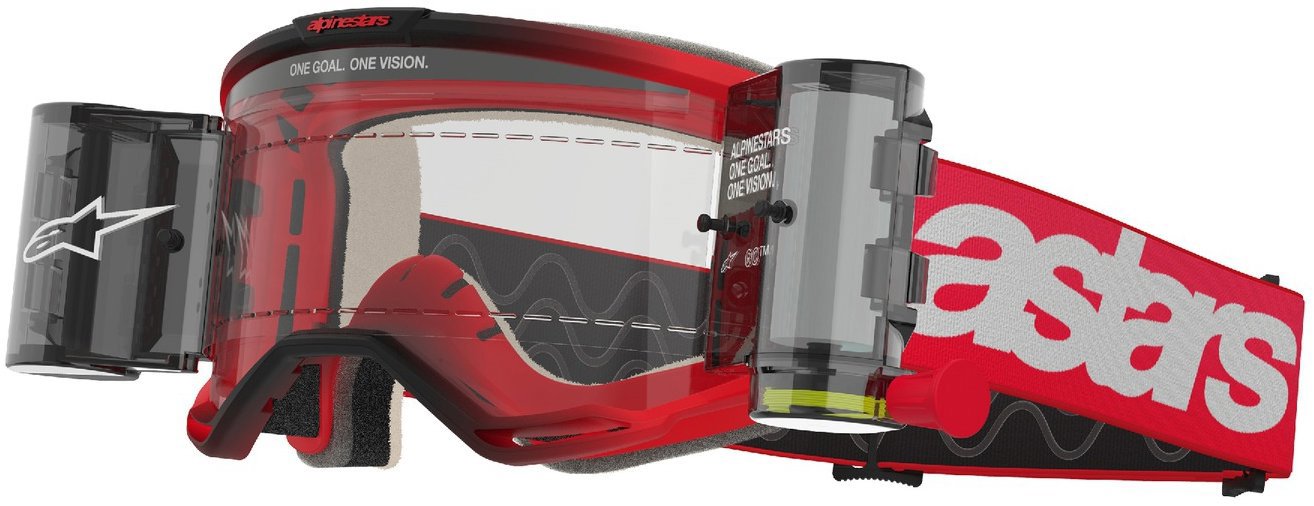 ALPINESTARS okuliare VISION 5 BLAZE ROLL-OFF WIDE VISION 2025, červené, číre plexi