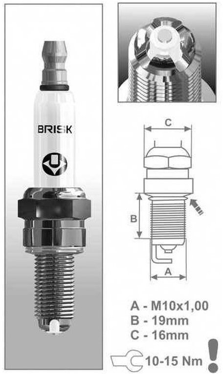 BRISK zapaľovacia sviečka AOR12LGS rad PREMIUM LGS RACING