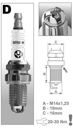 BRISK zapaľovacia sviečka DR14TC rad Extra
