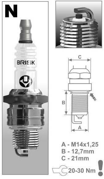 BRISK zapaľovacia sviečka NR14C rad Super