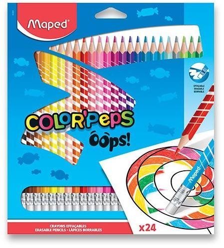 Maped Color´Peps Oops bezdrevné s gumou 24 farieb