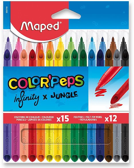 MAPED Jungle fixky 12 ks + Infinity pastelky 15 ks