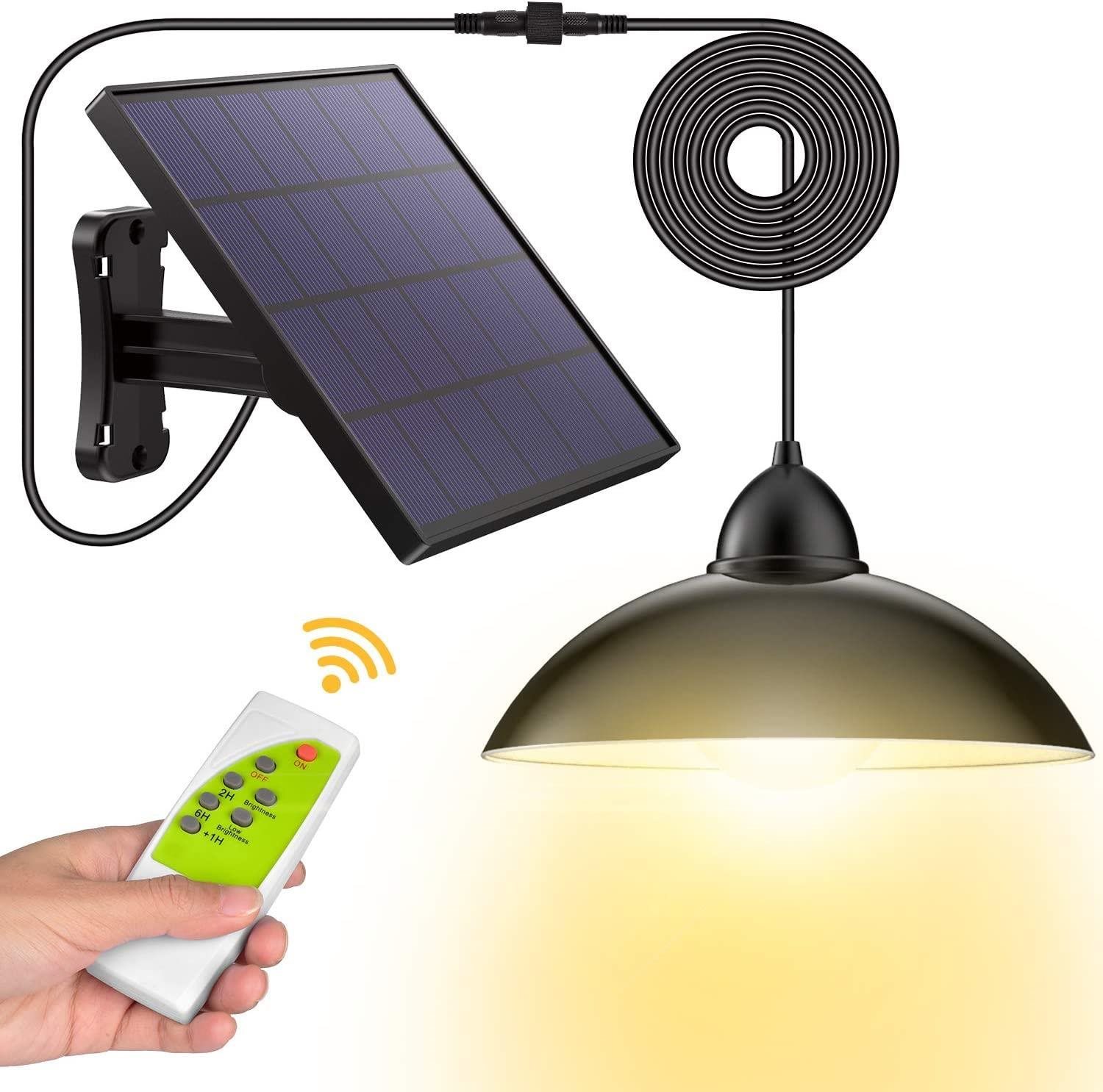 LEDSolar 12, solárna závesná lampa do záhrady s diaľkovým ovládaním, iPRO, 8 W, studené svetlo