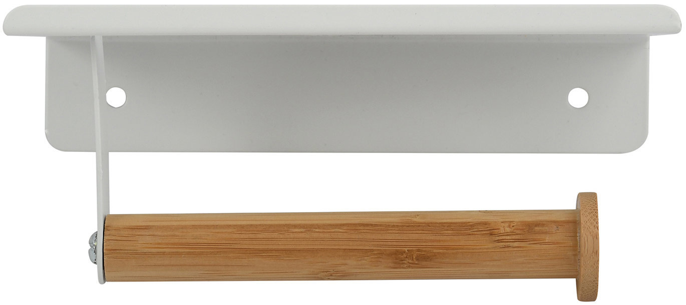 Spirella Držiak na toaletný papier TAREK, oceľ, bambus, biely