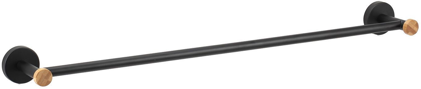 MSV nástenný držiak na uteráky IANA, čierny, oceľ, bambus, 65,2 cm