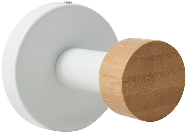 MSV háčik na uteráky IANA, matný biely, bambus, priemer 52 × 55 mm