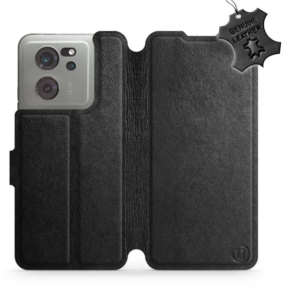 Kožené Mobiwear flip na Xiaomi 13T/13T Pro – Čierne – L_BLS