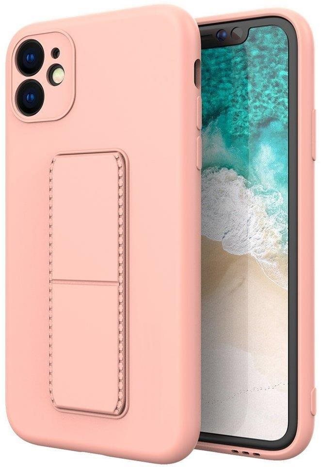 Kickstand silikónový kryt na iPhone 12 mini, ružový
