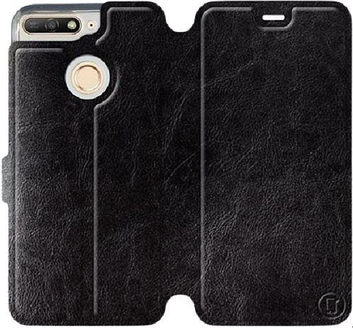 Flipové puzdro na mobil Huawei Y6 Prime 2018 vo vyhotovení Black & Gray so sivým vnútrom