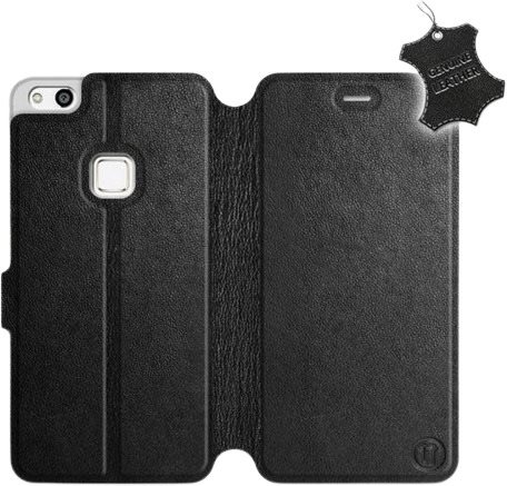 Flip puzdro na mobil Huawei P10 Lite – Čierne – kožené – Black Leather