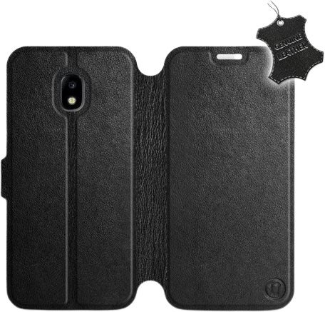 Flip puzdro na mobil Samsung Galaxy J3 2017 – Čierne – kožené – Black Leather