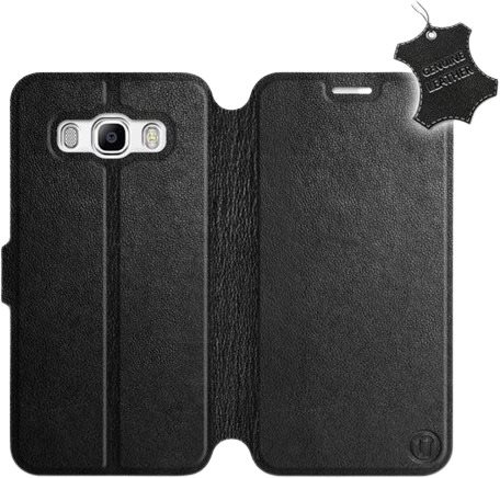 Flip puzdro na mobil Samsung Galaxy J5 2016 – Čierne – kožené – Black Leather