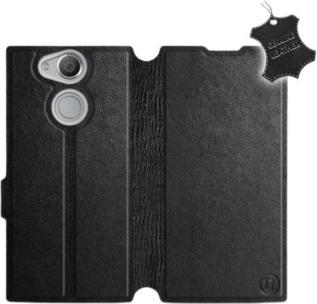 Flip puzdro na mobil Sony Xperia XA2 – Čierne – kožené – Black Leather