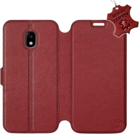 Flip puzdro na mobil Samsung Galaxy J3 2017 – Tmavo červené – kožené – Dark Red Leather