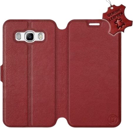 Flip puzdro na mobil Samsung Galaxy J5 2016 – Tmavo červené – kožené – Dark Red Leather