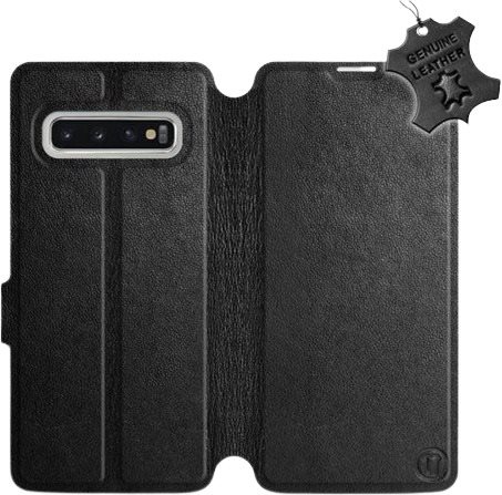 Flip puzdro na mobil Samsung Galaxy S10 – Čierne – kožené – Black Leather