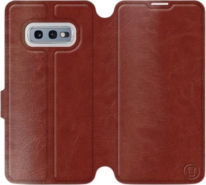 Flipové puzdro na mobil Samsung Galaxy S10e vo vyhotovení Brown & Gray so sivým vnútrom